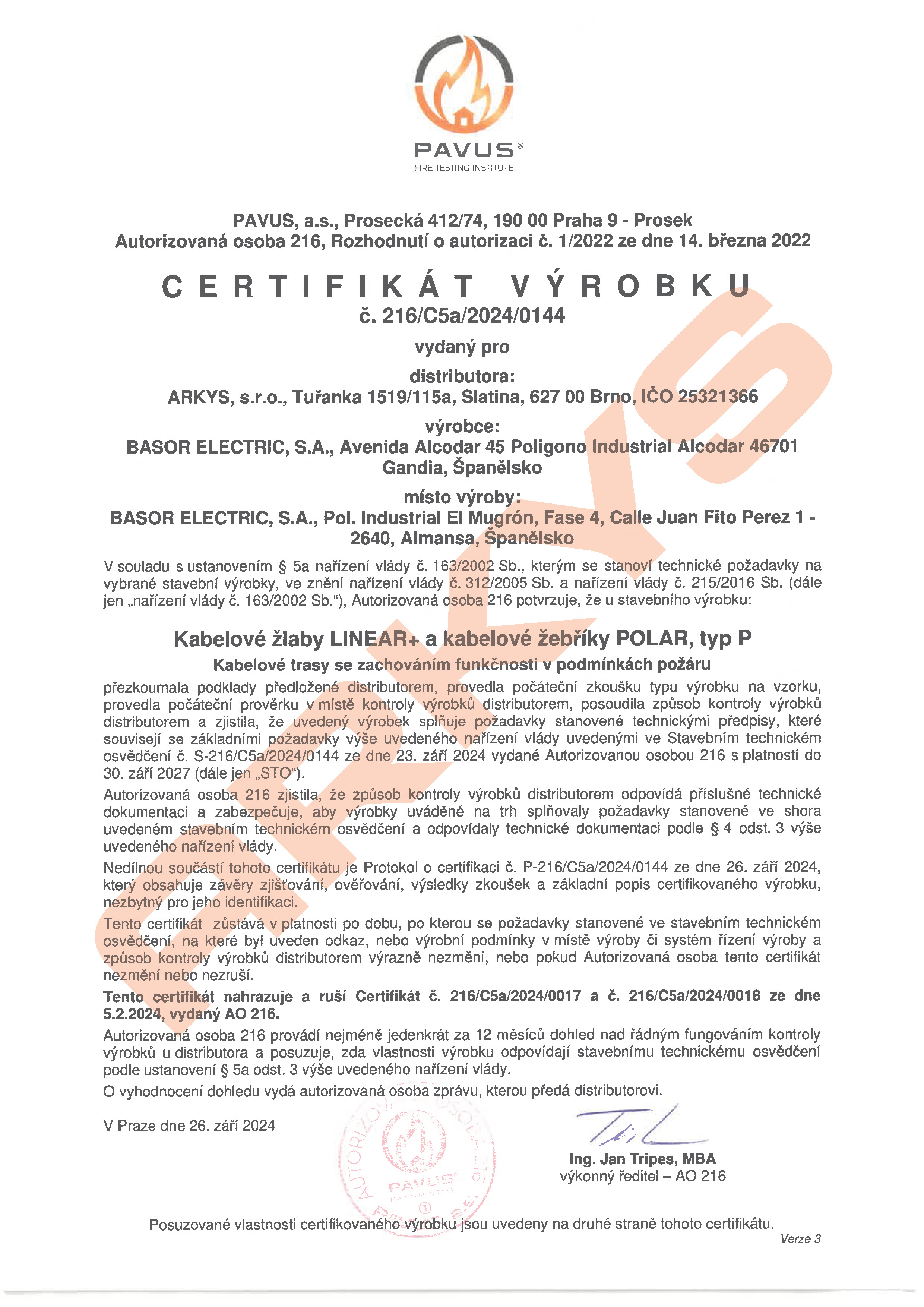 02. LINEAR-POLAR Certifikát výrobku 216 C5a 2024 0144 tit