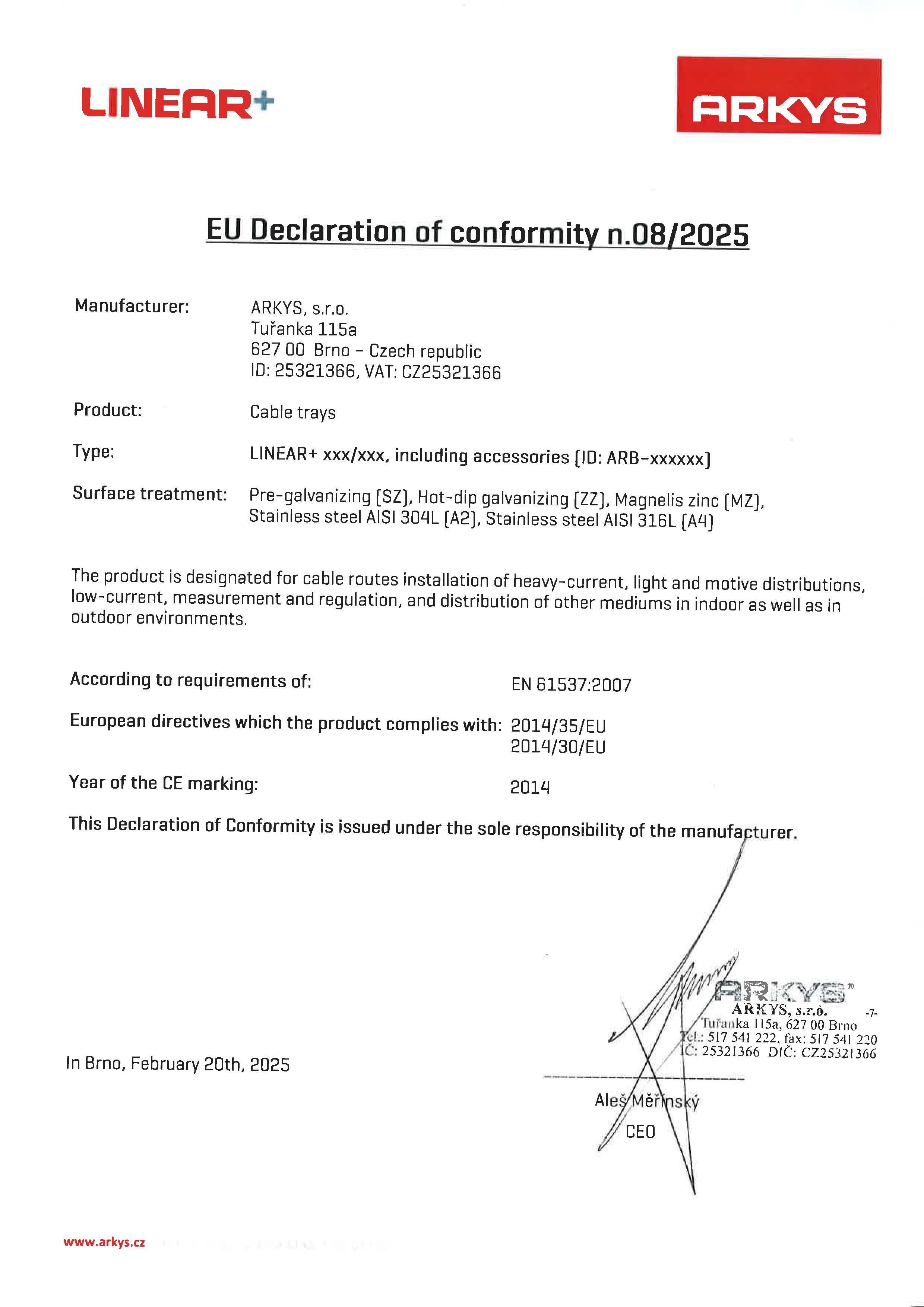 08. EU Prohl&aacute;&scaron;en&iacute; o shodě č 8-2025 Linear EN