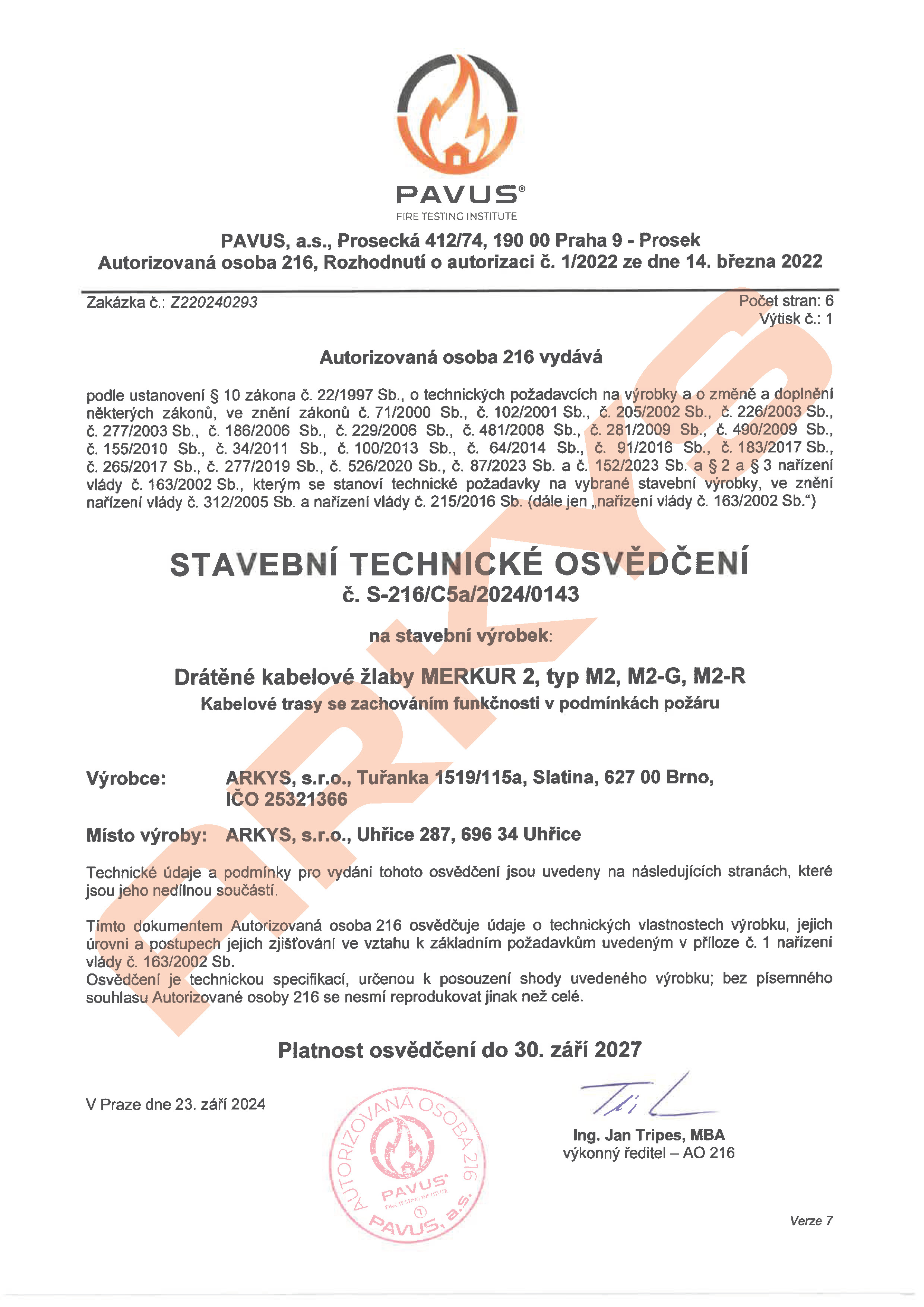 03. MERKUR Stavební osvědčení S-216 C5a 2024 0143 tit
