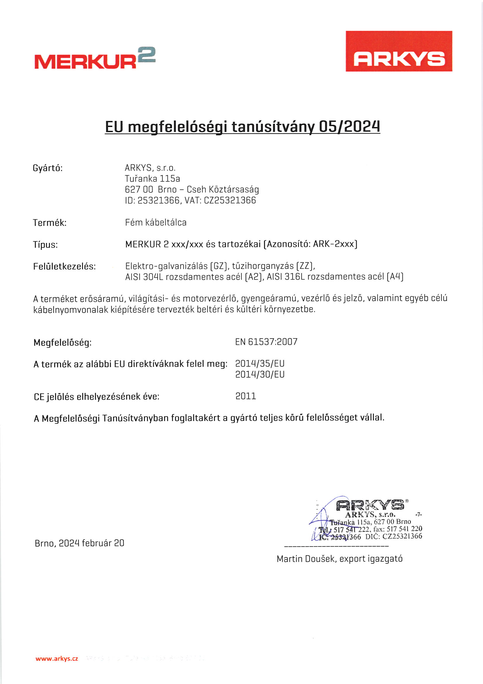 05. EU Prohlášení o shodě č 5-2024 Merkur HU